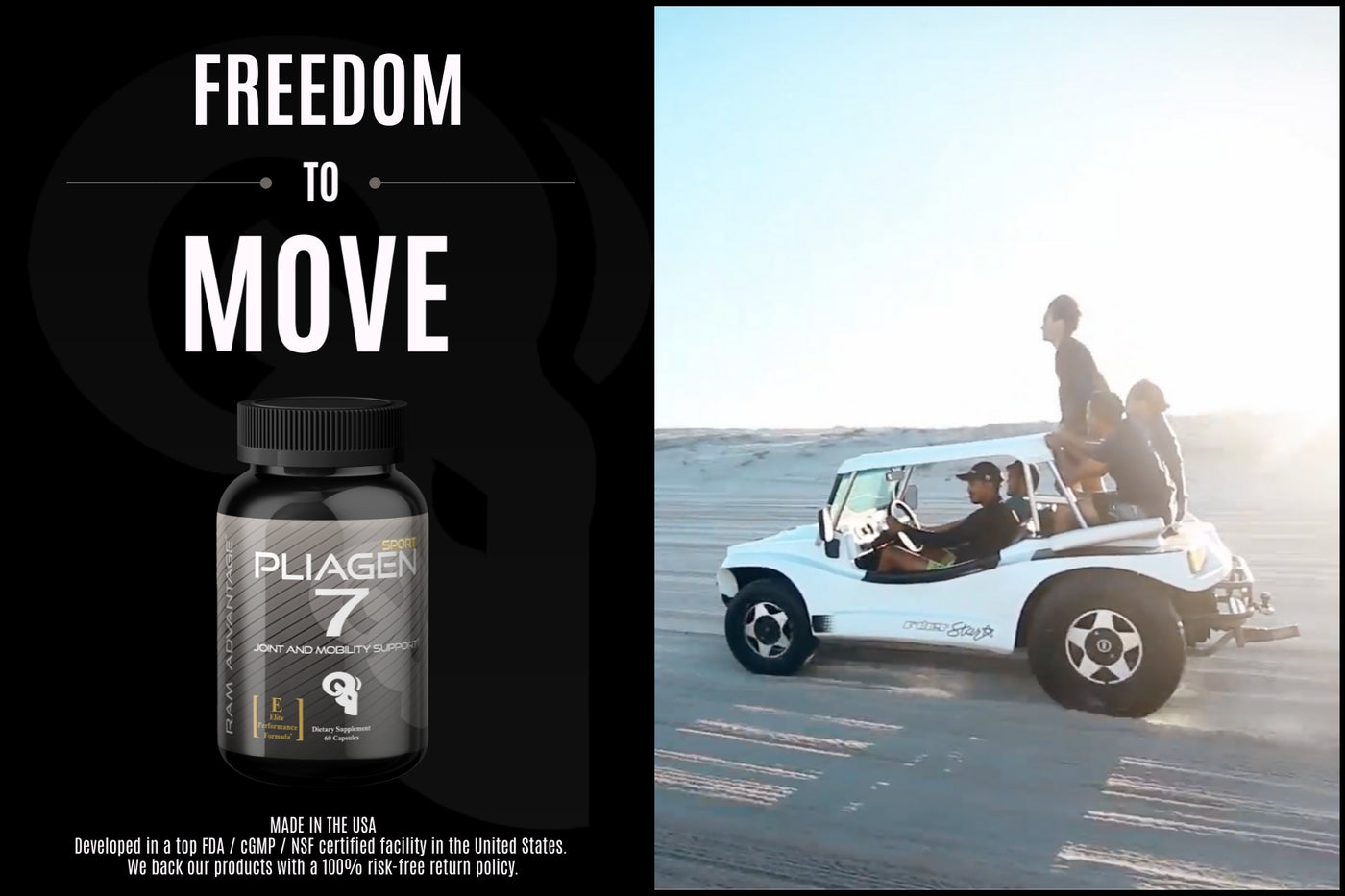 Move free and easy. Prevent stiffness and pain. Help fight inflammation. Caffeine free, gluten free, vegetarian capsules manufactured in the USA.