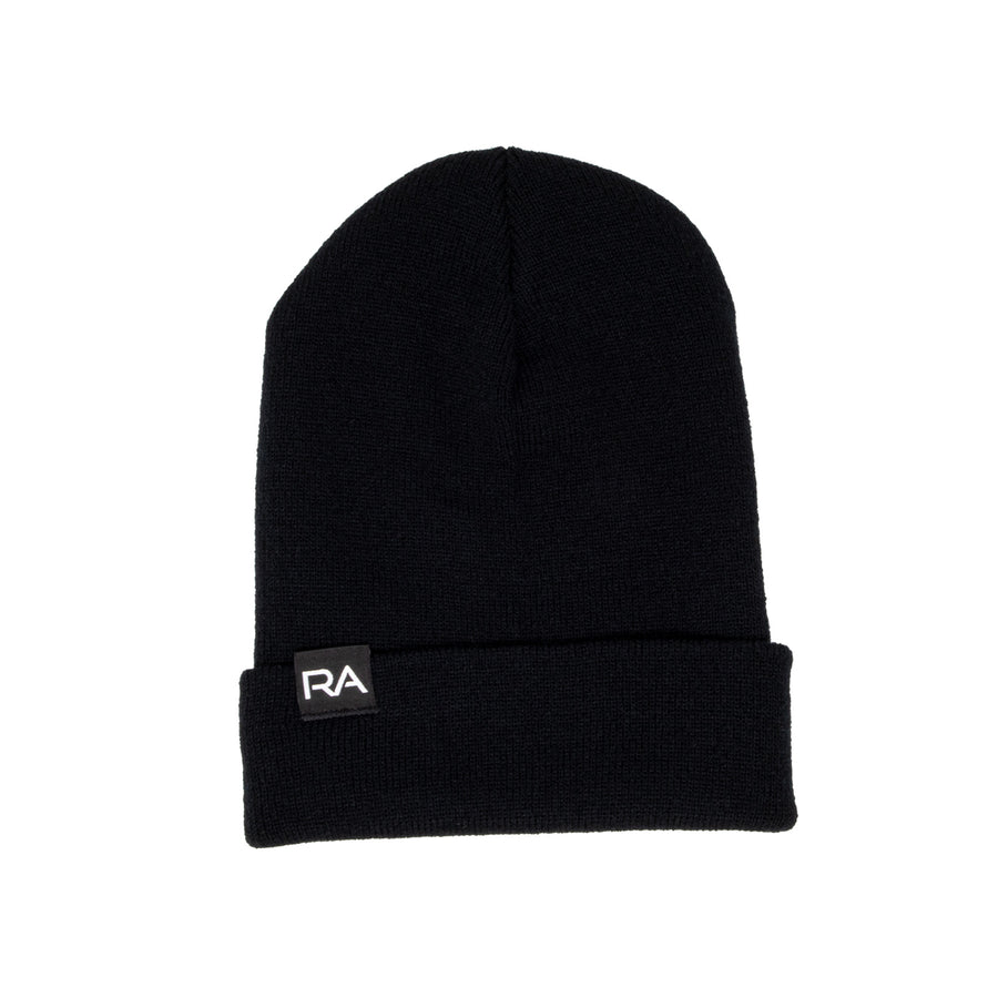 Black Knit Cuffed RA Beanie