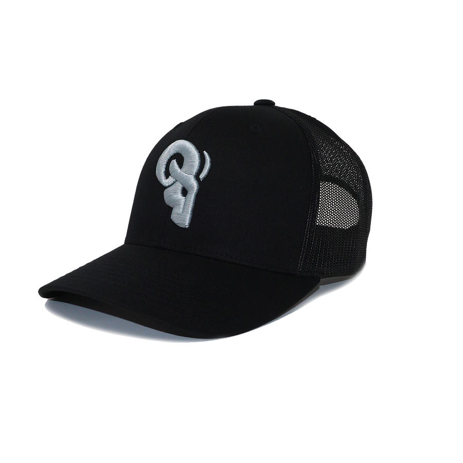 RAM Advantage® RAM ADVANTAGE premium SILVER AND BLACK 3D embroidered TRUCKER HAT