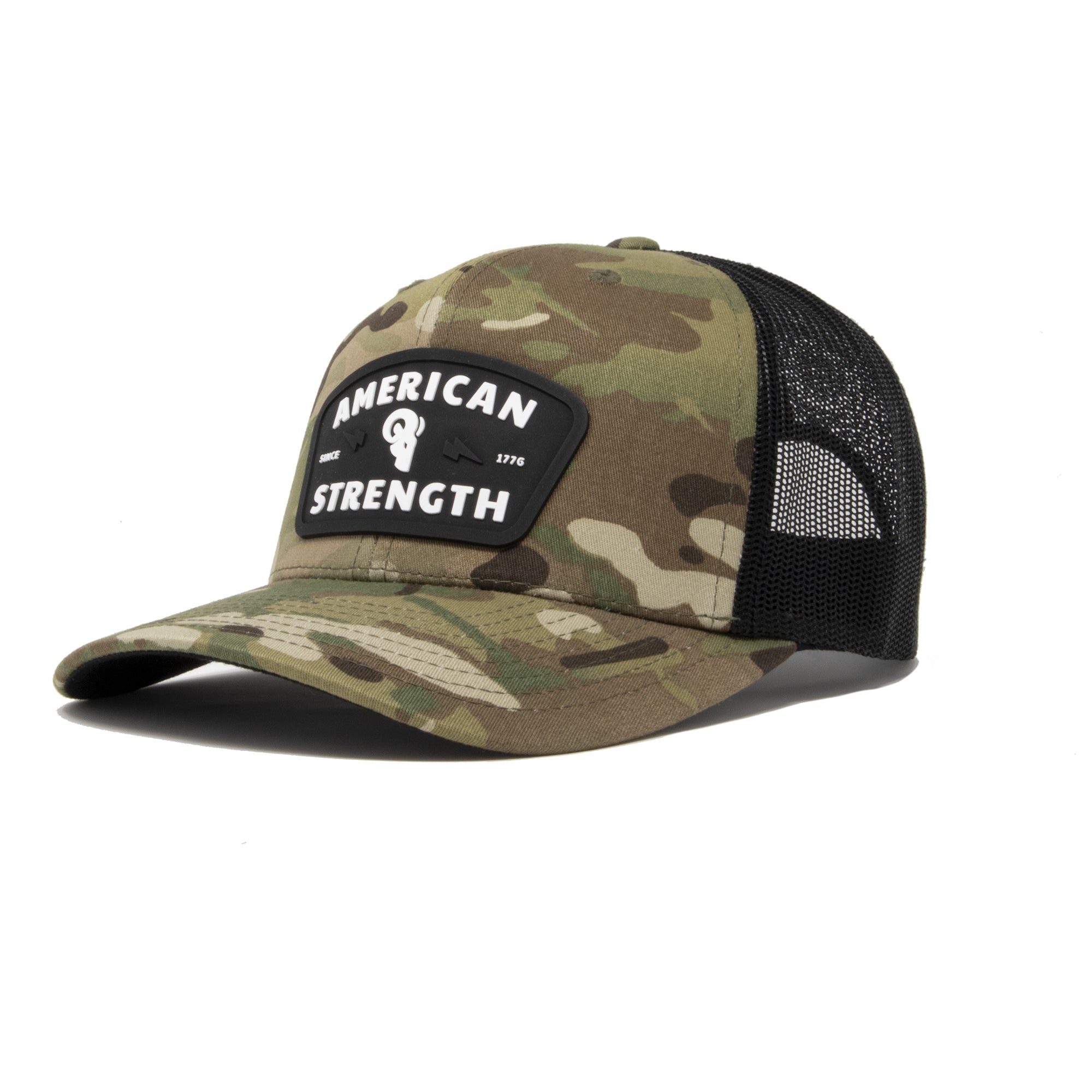 AMERICAN STRENGTH trucker hat, GREEN camouflage  trendy, strong trucker hat