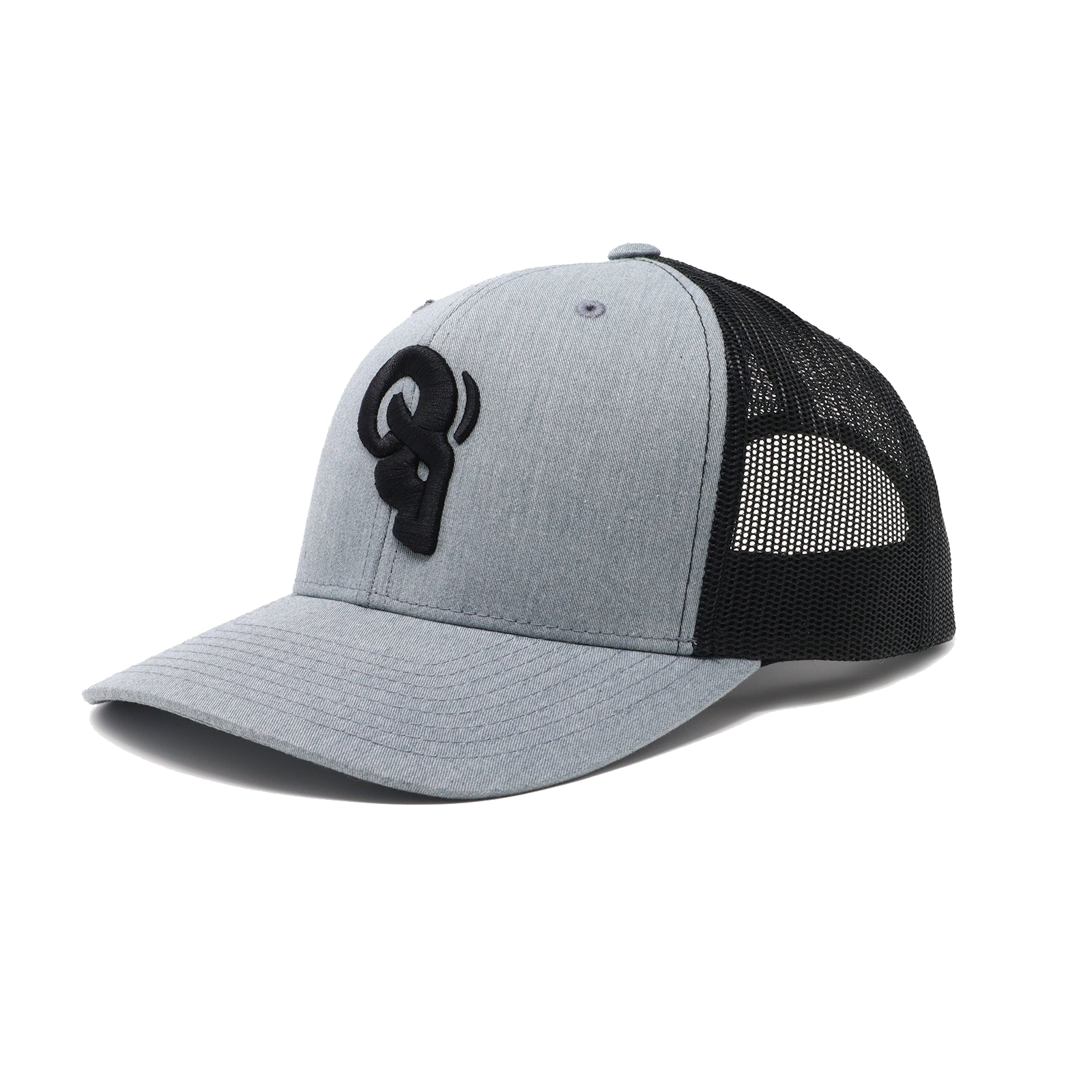 RAM ADVANTAGE premium HEATHER GREY and BLACK 3D embroidered TRUCKER HAT