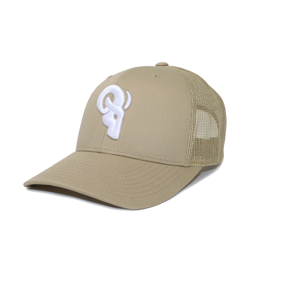 RAM Advantage® RAM ADVANTAGE premium KHAKI and WHITE 3D embroidered TRUCKER HAT
