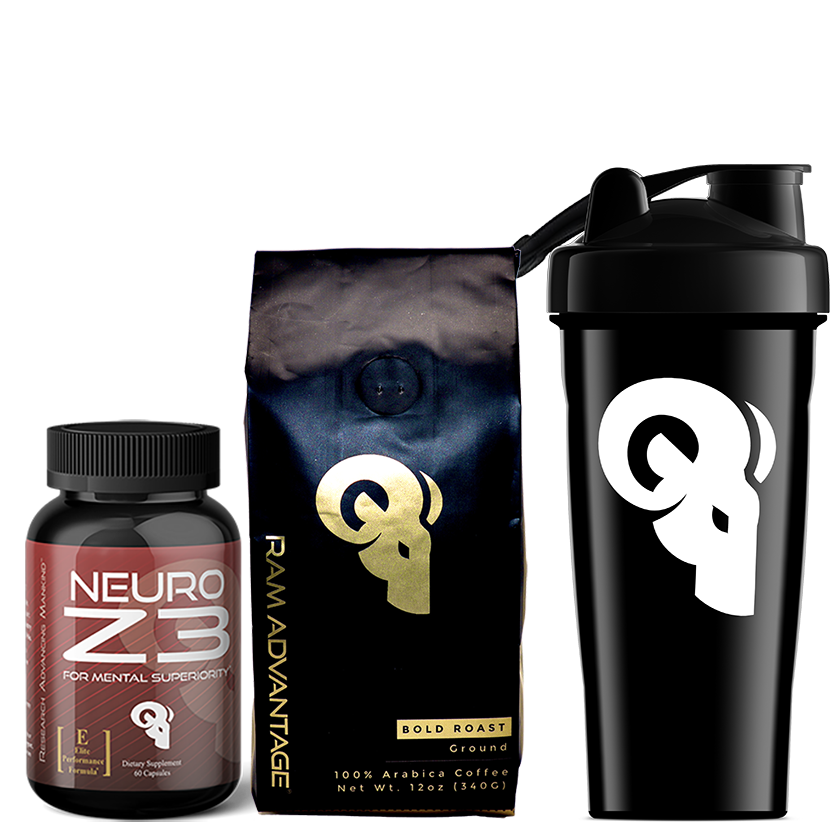 Take your life to another level! This stack is designed to leave you laser focused, motivated, and energized, ready for anything the day can bring.* It works great for a morning boost, as a pre-workout or while studying for an important exam.    Included in stack:  1 Bag of Bold Roast (Premium Micro-Roasted Coffee) 1 Bottles of NEURO Z3 (Daily Clarity, Motivation and Energy Support*) 1 Protein Shaker / Water Bottle (28 oz)
