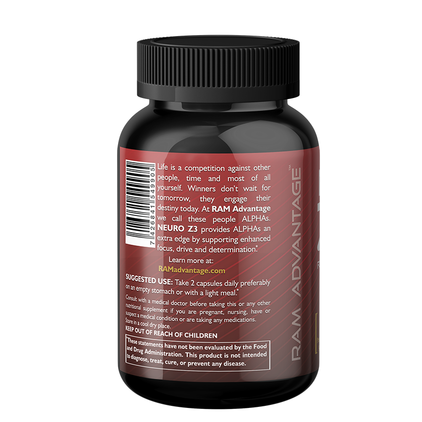 NEURO Z3 is a next generation supplement designed to support memory, focus, motivation and mood in active people.* Ingredients: ALCAR, L-Tyrosine, Alpha GPC, L-Theanine, Huperzine A