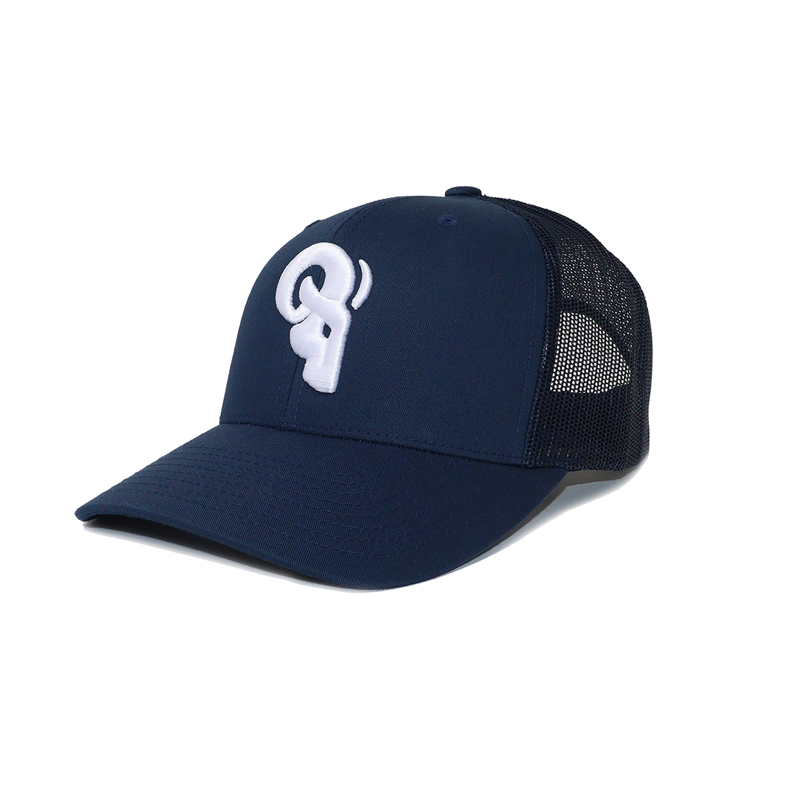 RAM Advantage® RAM ADVANTAGE premium NAVY and WHITE 3D embroidered TRUCKER HAT