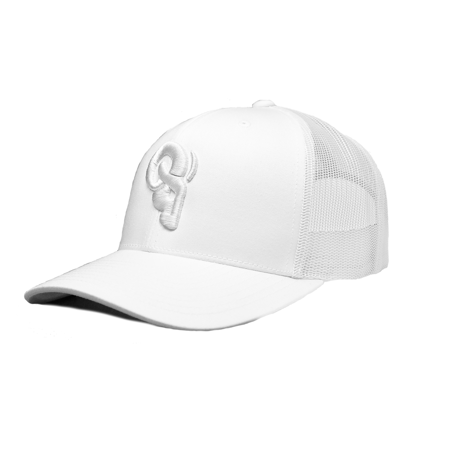 RAM ADVANTAGE premium WHITEOUT TRUCKER HAT perfect for GOLF or SUMMER activities