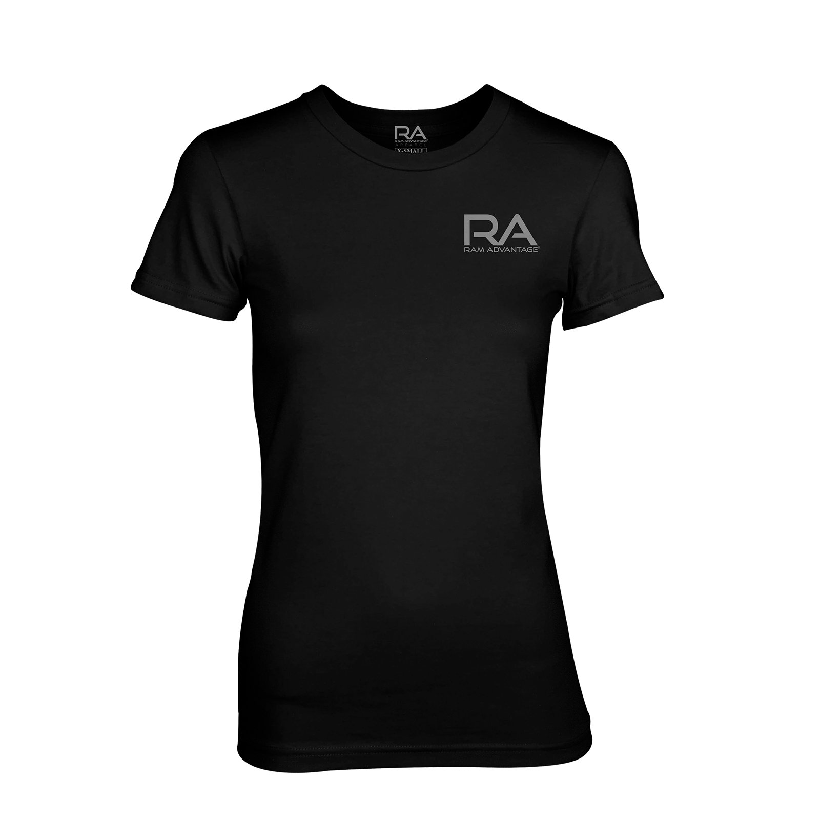 RA Logo WOMEN'S TRI-BLEND T-Shirt RAM ADVANTAGE apparel Black and SILVER printed for a PREMIUM LOOK AND FEEL.