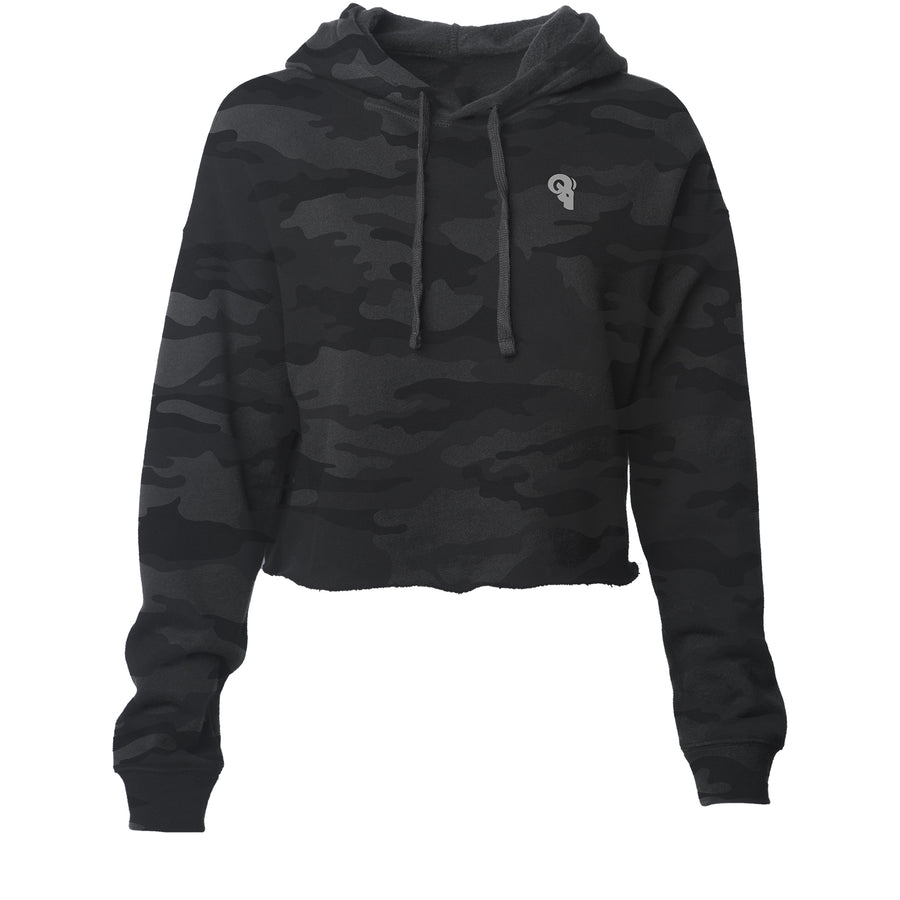 Black Camo Crop Hoodie