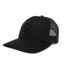 RAM ADVANTAGE premium Blackout Black AND BLACK 3D embroidered TRUCKER HAT