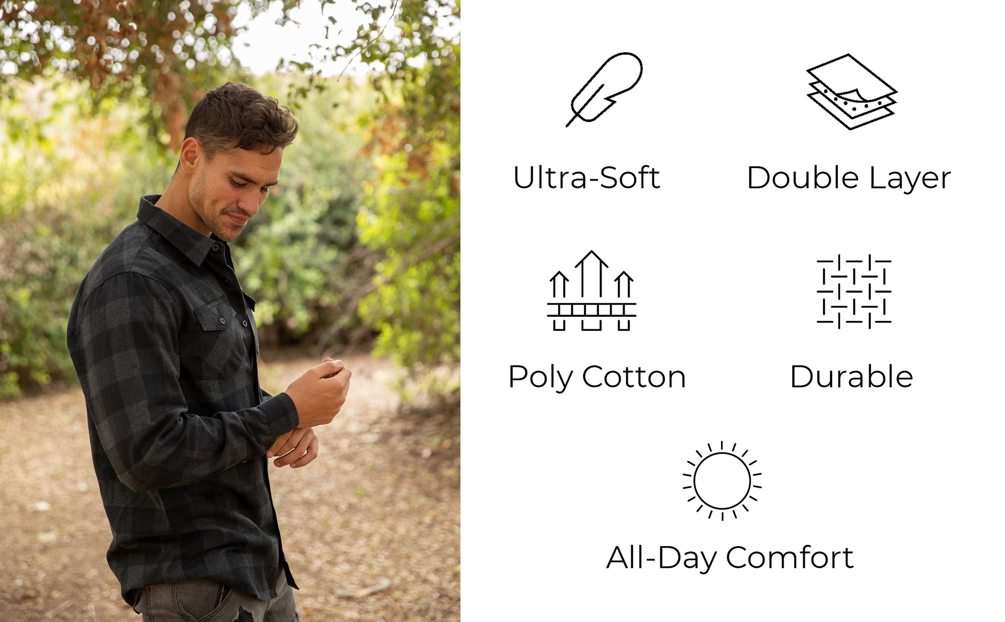 Charcoal Heather Black Flannel