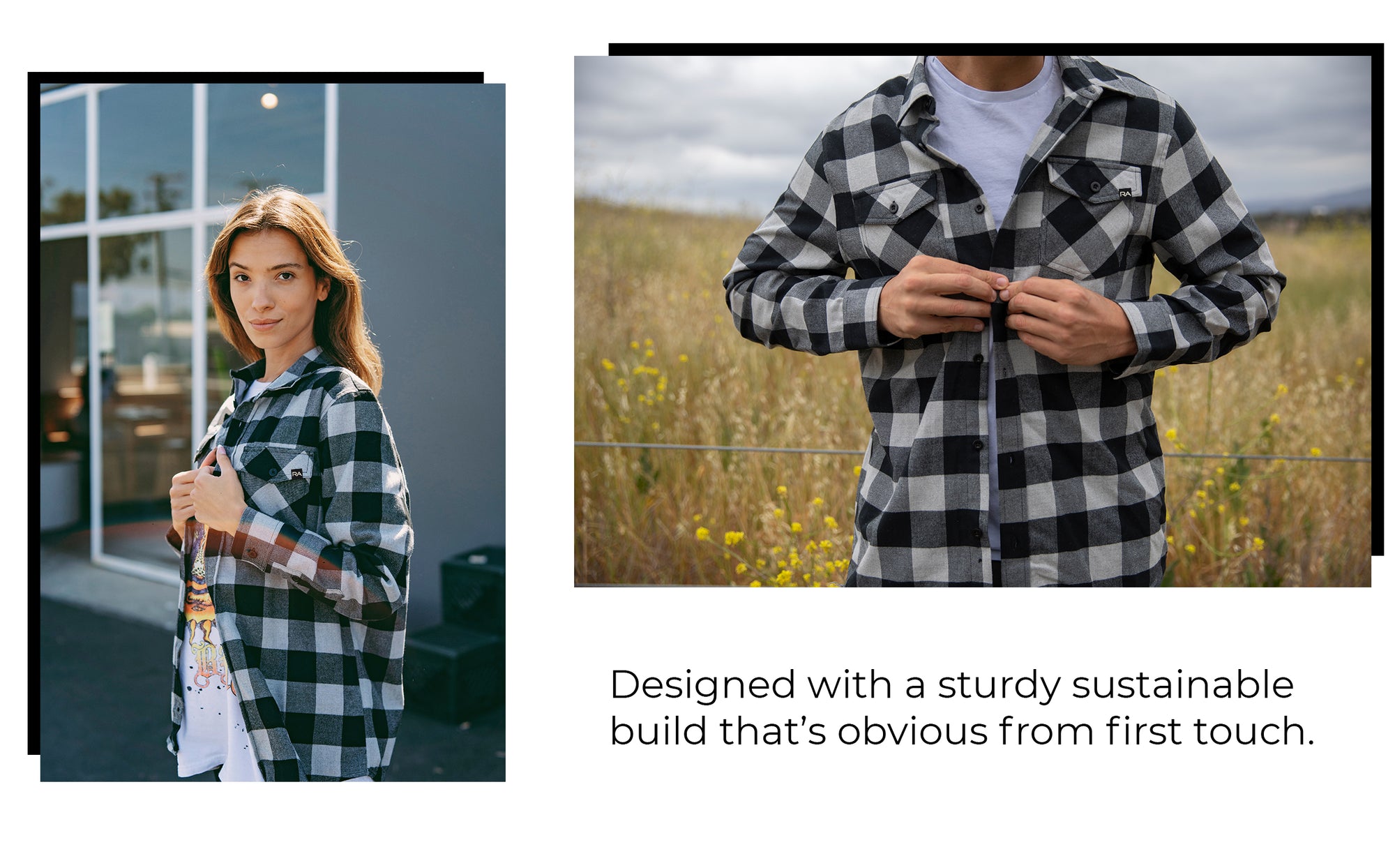 Grey Heather Black Flannel