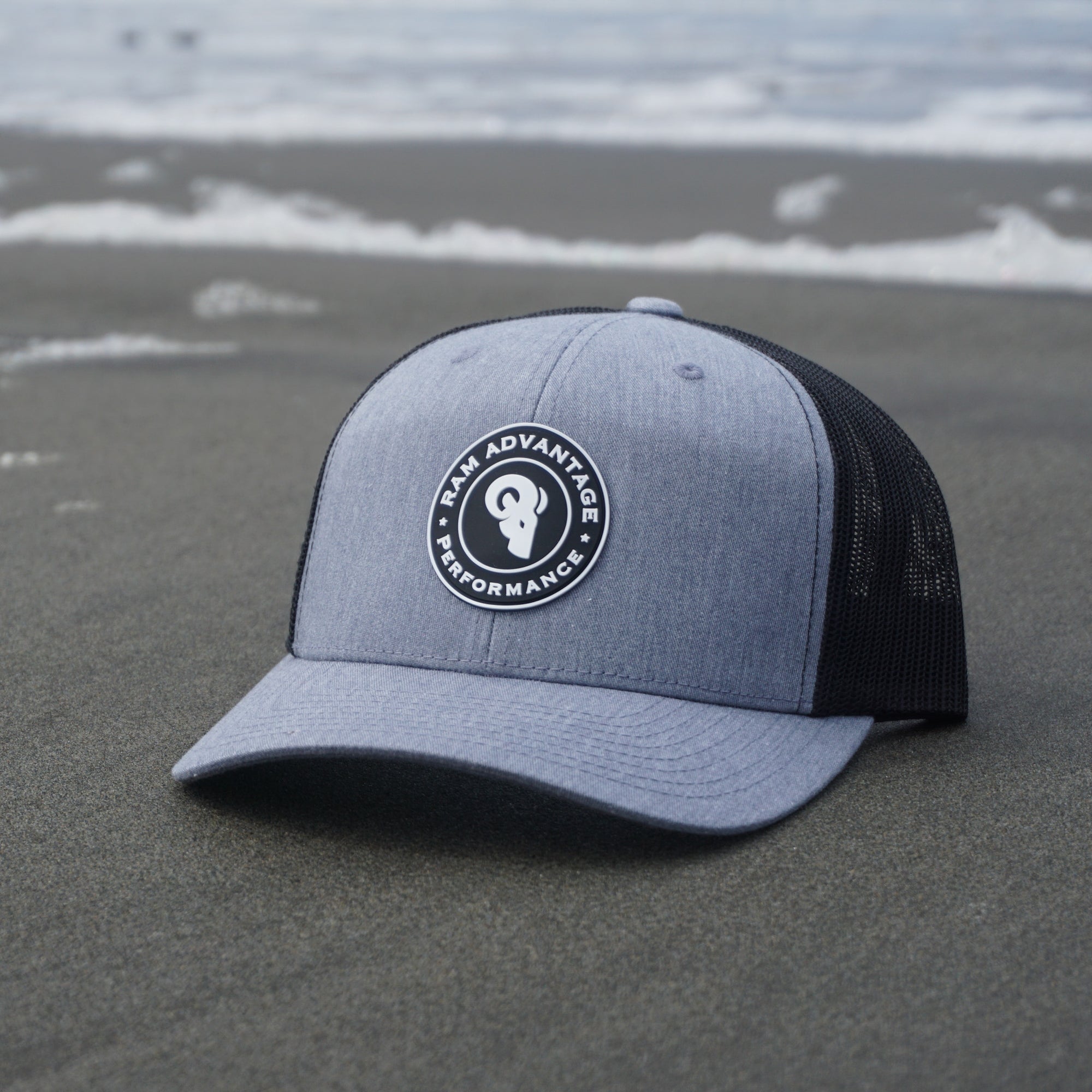 Heather Grey Black Patch Trucker / Snapback