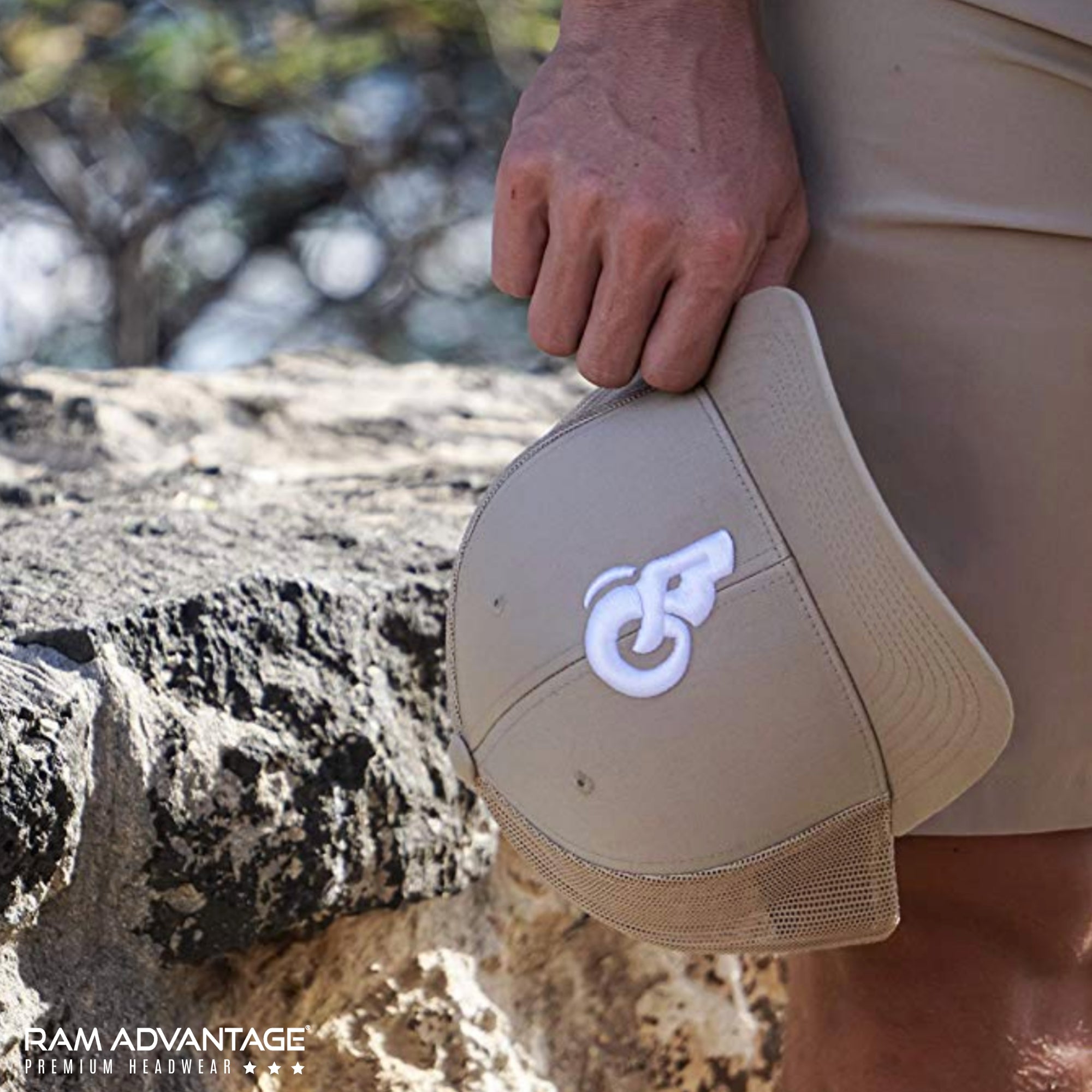 RAM ADVANTAGE snapback KHAKI sport and lifestyle TRUCKER HAT