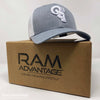 RAM ADVANTAGE premium HEATHER GREY and WHITE 3D embroidered TRUCKER HAT