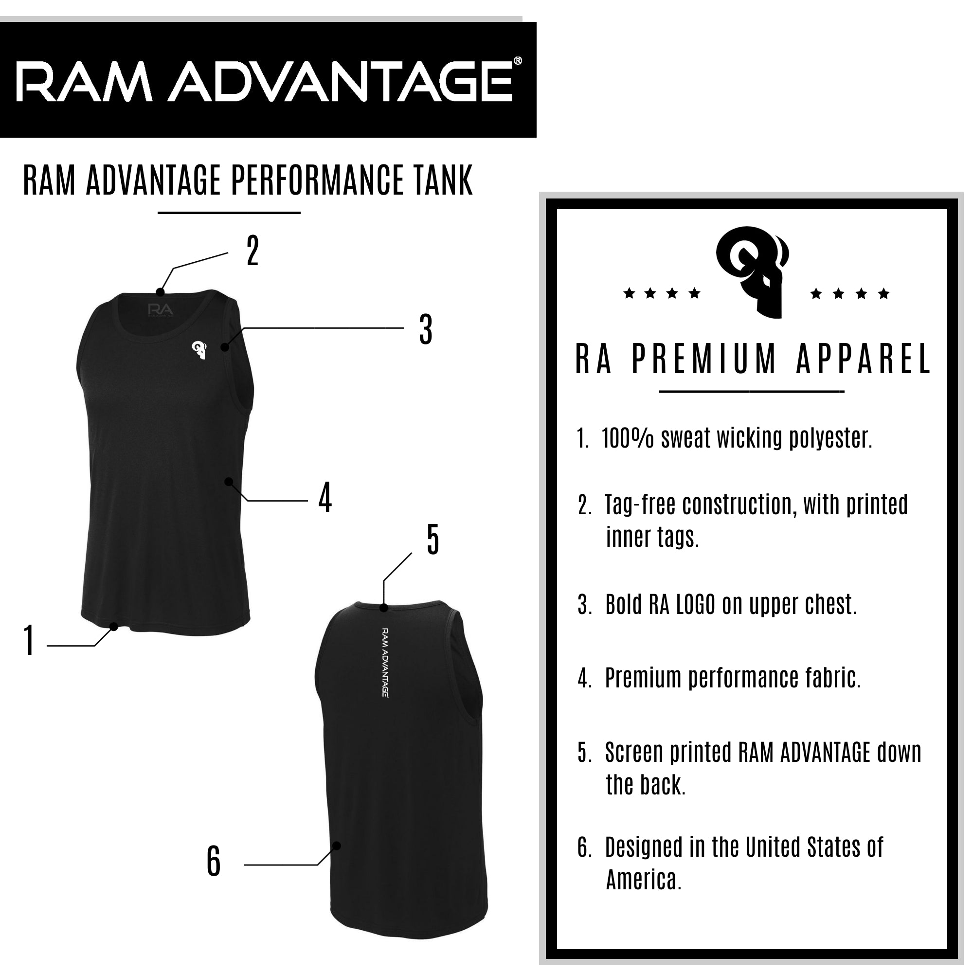 RAM ADVANTAGE Men's Cross Training Sport Tank | Black