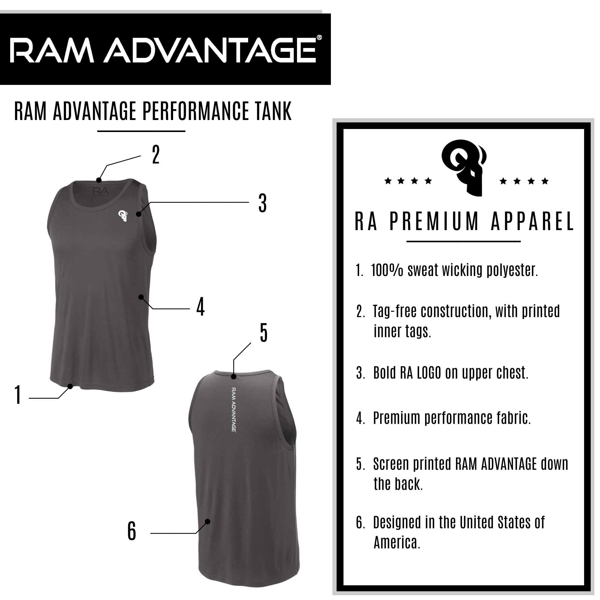 RAM ADVANTAGE Men's Cross Training Sport Tank | Steel