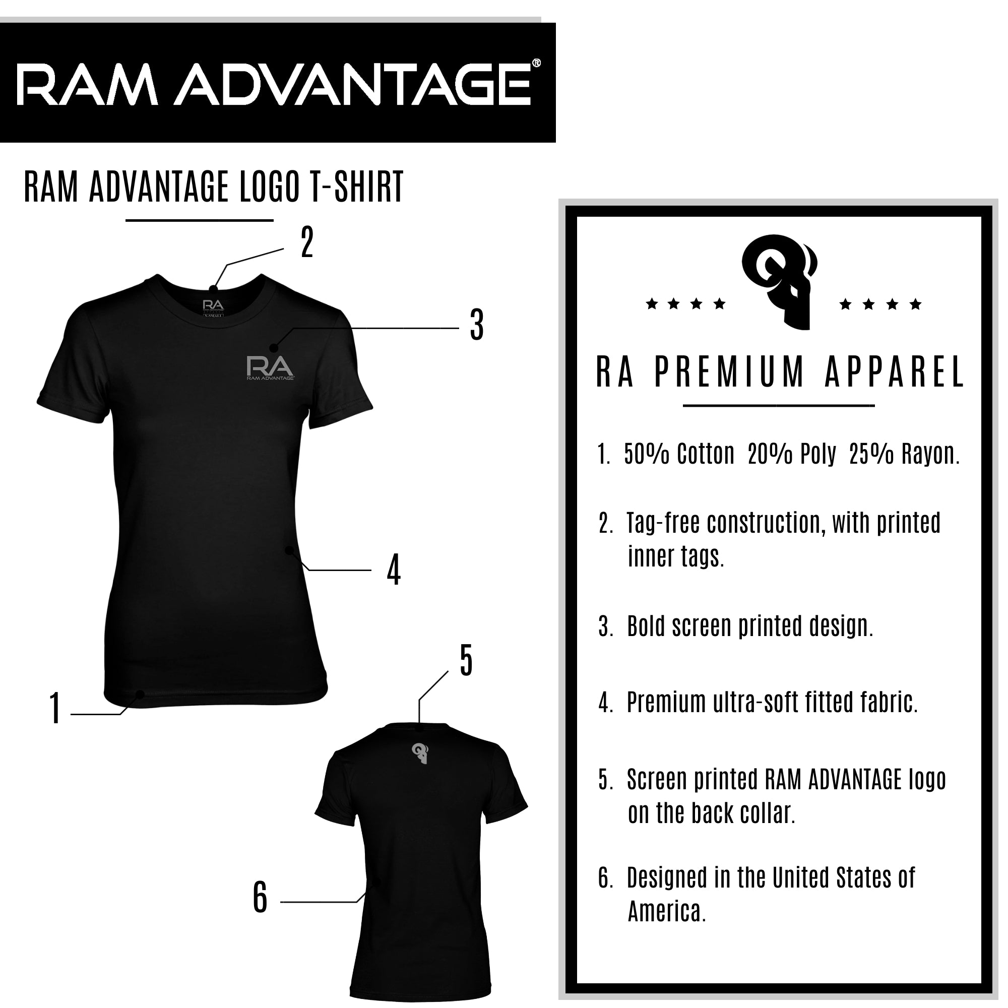 Women's RA Logo Tri-Blend T-Shirt Black/Silver
