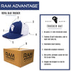 RAM ADVANTAGE premium ROYAL BLUE and WHITE 3D embroidered TRUCKER HAT